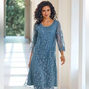 Soft Surroundings Starling Silk Dress /
Mallard Blue in a MP